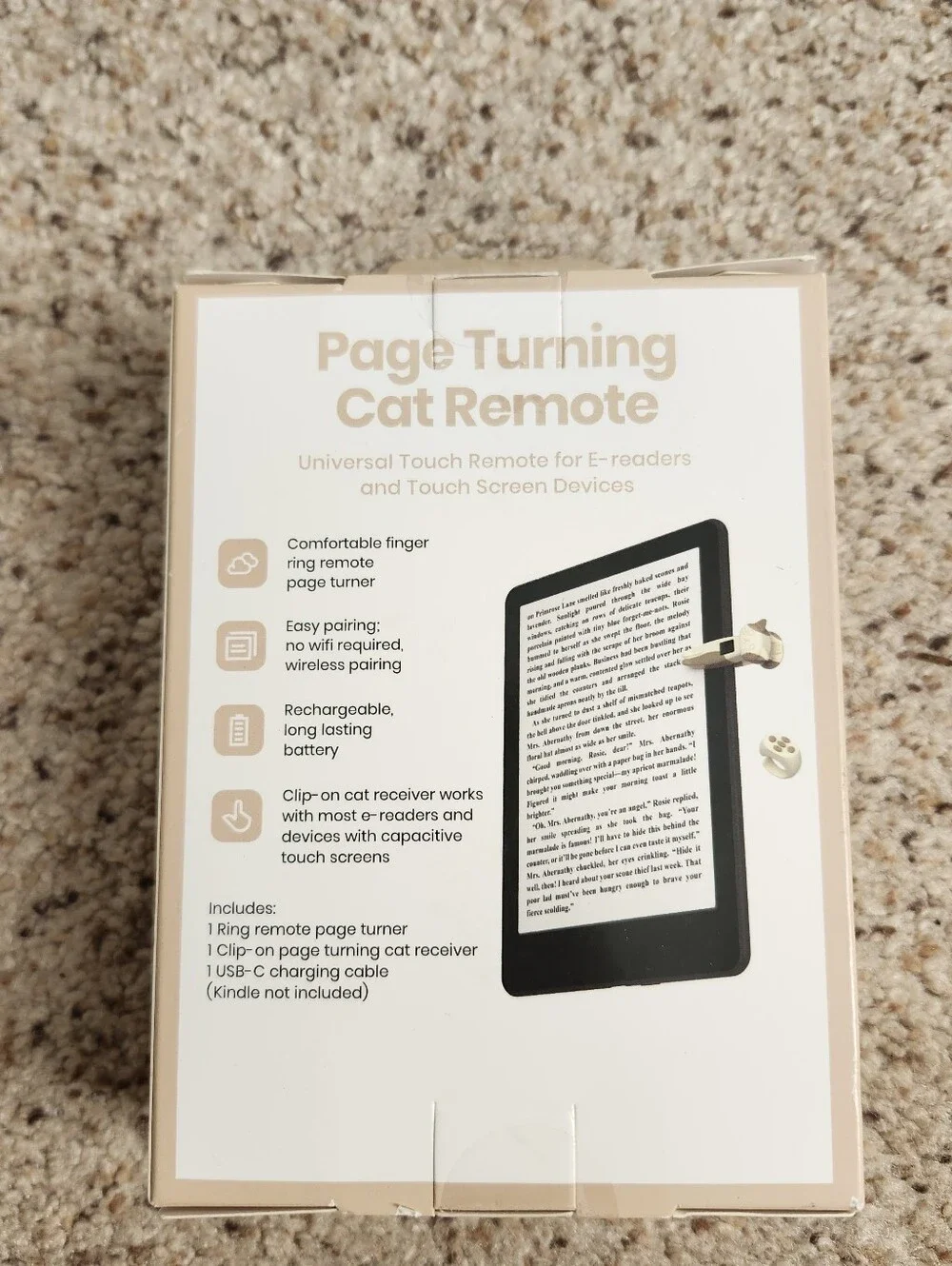 Page Turning Cat Remote - Beige Cat-Shaped Touch Remote